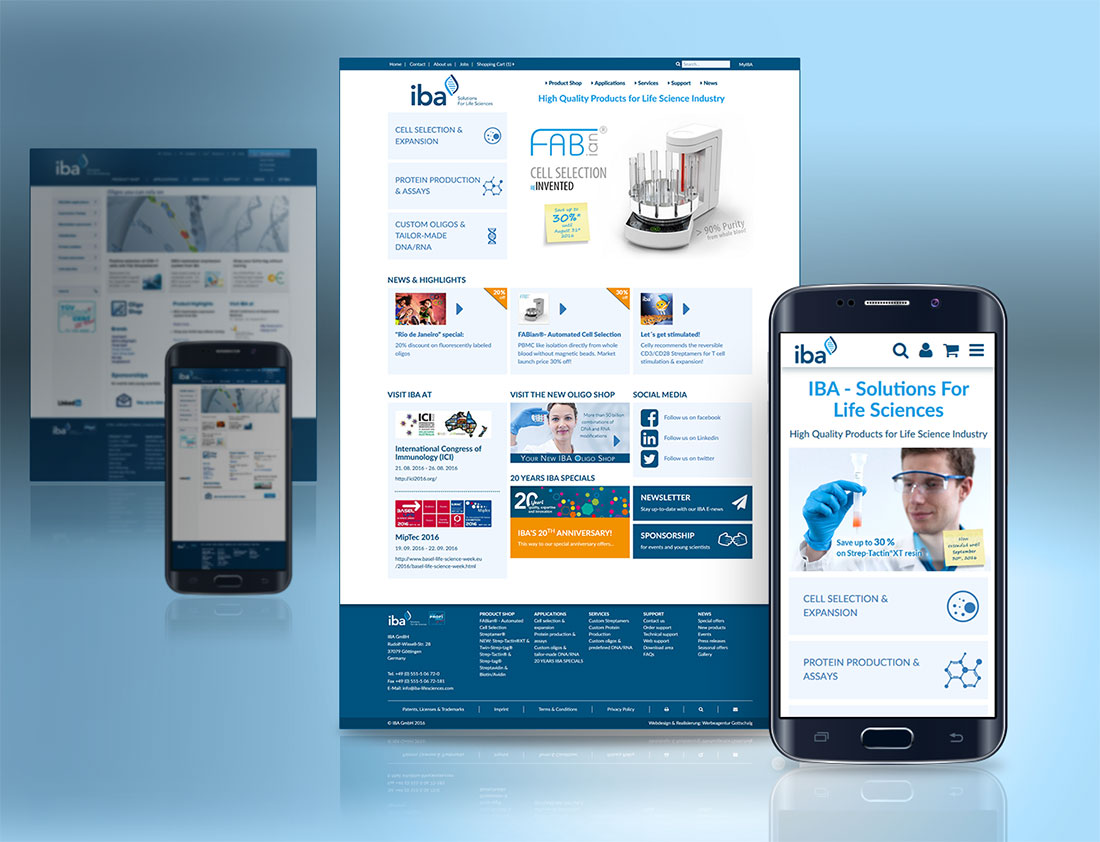 Mobile Webseite der IBA GmbH